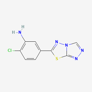 molecular formula C9H6ClN5S B2890624 2-Chloro-5-([1,2,4]triazolo[3,4-b][1,3,4]thiadiazol-6-yl)aniline CAS No. 945363-74-6