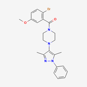 molecular formula C23H25BrN4O2 B2890626 (2-溴-5-甲氧基苯基)(4-(3,5-二甲基-1-苯基-1H-吡唑-4-基)哌嗪-1-基)甲苯酮 CAS No. 1251560-97-0