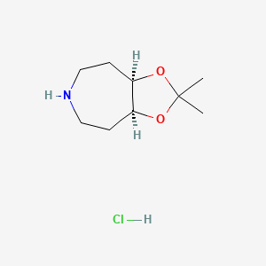 molecular formula C9H18ClNO2 B2890629 (3As,8aR)-2,2-二甲基-4,5,6,7,8,8a-六氢-3aH-[1,3]二恶唑[4,5-d]氮杂卓;盐酸盐 CAS No. 2490344-63-1