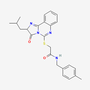 molecular formula C24H26N4O2S B2890639 2-((2-isobutyl-3-oxo-2,3-dihydroimidazo[1,2-c]quinazolin-5-yl)thio)-N-(4-methylbenzyl)acetamide CAS No. 1173781-03-7