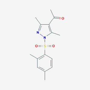 molecular formula C15H18N2O3S B289064 1-{1-[(2,4-dimethylphenyl)sulfonyl]-3,5-dimethyl-1H-pyrazol-4-yl}ethanone 