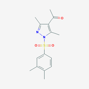 molecular formula C15H18N2O3S B289065 1-{1-[(3,4-dimethylphenyl)sulfonyl]-3,5-dimethyl-1H-pyrazol-4-yl}ethanone 