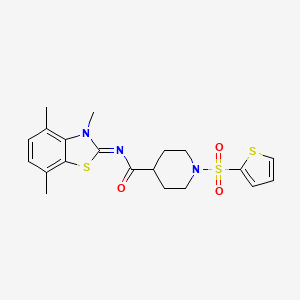 (E)-1-(thiophen-2-ylsulfonyl)-N-(3,4,7-trimethylbenzo[d]thiazol-2(3H)-ylidene)piperidine-4-carboxamide