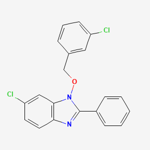 molecular formula C20H14Cl2N2O B2890666 6-chloro-1-[(3-chlorobenzyl)oxy]-2-phenyl-1H-1,3-benzimidazole CAS No. 338978-64-6