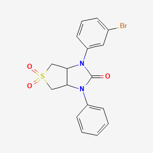 molecular formula C17H15BrN2O3S B2890677 1-(3-溴苯基)-3-苯基四氢-1H-噻吩并[3,4-d]咪唑-2(3H)-酮 5,5-二氧化物 CAS No. 879928-56-0