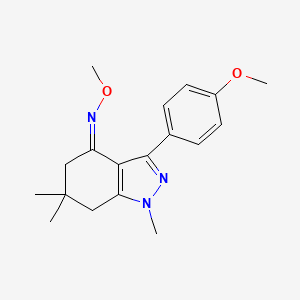 molecular formula C18H23N3O2 B2890679 3-(4-methoxyphenyl)-1,6,6-trimethyl(5,6,7-trihydro1H-indazol)-4-O-methyloxime CAS No. 1025281-28-0