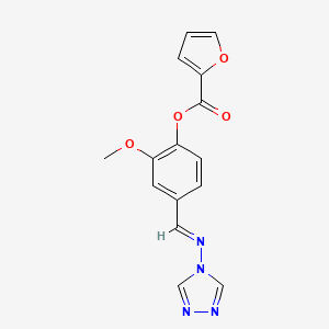 (E)-4-(((4H-1,2,4-triazol-4-yl)imino)methyl)-2-methoxyphenyl furan-2-carboxylate