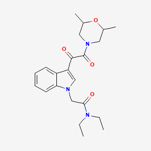 molecular formula C22H29N3O4 B2890692 2-(3-(2-(2,6-dimethylmorpholino)-2-oxoacetyl)-1H-indol-1-yl)-N,N-diethylacetamide CAS No. 872843-64-6