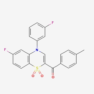 molecular formula C22H15F2NO3S B2890696 [6-fluoro-4-(3-fluorophenyl)-1,1-dioxido-4H-1,4-benzothiazin-2-yl](4-methylphenyl)methanone CAS No. 1114872-25-1