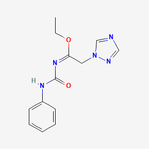 molecular formula C13H15N5O2 B2890698 3-[(1E)-1-ethoxy-2-(1H-1,2,4-triazol-1-yl)ethylidene]-1-phenylurea CAS No. 338418-53-4
