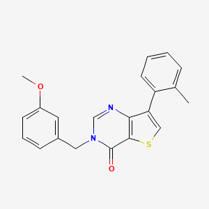 molecular formula C21H18N2O2S B2890700 3-(3-methoxybenzyl)-7-(2-methylphenyl)thieno[3,2-d]pyrimidin-4(3H)-one CAS No. 1207006-12-9