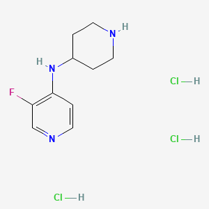 molecular formula C10H17Cl3FN3 B2890702 3-氟-N-(哌啶-4-基)吡啶-4-胺三盐酸盐 CAS No. 1707367-66-5