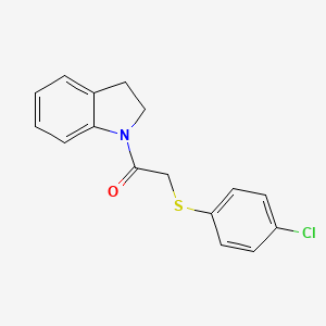 molecular formula C16H14ClNOS B2890703 2-((4-Chlorophenyl)thio)-1-(indolin-1-yl)ethanone CAS No. 356086-37-8