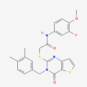 2-{[3-(3,4-dimethylbenzyl)-4-oxo-3,4-dihydrothieno[3,2-d]pyrimidin-2-yl]sulfanyl}-N-(3-fluoro-4-methoxyphenyl)acetamide