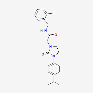 molecular formula C21H24FN3O2 B2890710 N-(2-fluorobenzyl)-2-(3-(4-isopropylphenyl)-2-oxoimidazolidin-1-yl)acetamide CAS No. 1251688-74-0