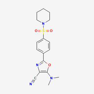 molecular formula C17H20N4O3S B2890712 5-(Dimethylamino)-2-(4-(piperidin-1-ylsulfonyl)phenyl)oxazole-4-carbonitrile CAS No. 941243-90-9