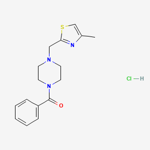 molecular formula C16H20ClN3OS B2890715 (4-((4-Methylthiazol-2-yl)methyl)piperazin-1-yl)(phenyl)methanone hydrochloride CAS No. 1327645-73-7