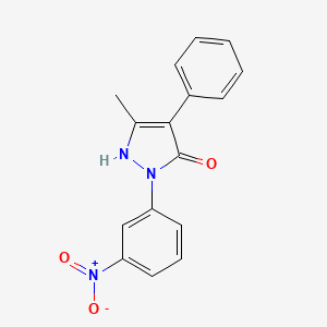 molecular formula C16H13N3O3 B2890724 5-甲基-2-(3-硝基苯基)-4-苯基-1,2-二氢-3H-吡唑-3-酮 CAS No. 477853-32-0