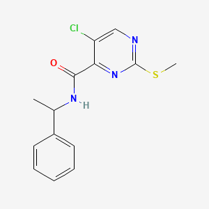 molecular formula C14H14ClN3OS B2890726 5-chloro-2-methylsulfanyl-N-(1-phenylethyl)pyrimidine-4-carboxamide CAS No. 898648-33-4