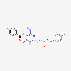 N-(4-amino-2-((2-((4-methylbenzyl)amino)-2-oxoethyl)thio)-6-oxo-1,6-dihydropyrimidin-5-yl)-4-methylbenzamide