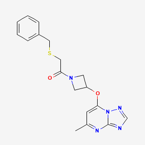 molecular formula C18H19N5O2S B2890736 2-(Benzylsulfanyl)-1-[3-({5-methyl-[1,2,4]triazolo[1,5-a]pyrimidin-7-yl}oxy)azetidin-1-yl]ethan-1-one CAS No. 2097863-37-9