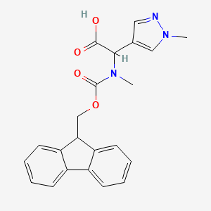 molecular formula C22H21N3O4 B2890743 2-({[(9H-fluoren-9-yl)methoxy]carbonyl}(methyl)amino)-2-(1-methyl-1H-pyrazol-4-yl)acetic acid CAS No. 1695168-79-6