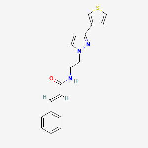 molecular formula C18H17N3OS B2890750 N-(2-(3-(thiophen-3-yl)-1H-pyrazol-1-yl)ethyl)cinnamamide CAS No. 2035001-53-5