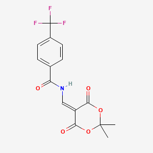 molecular formula C15H12F3NO5 B2890758 N-[(2,2-二甲基-4,6-二氧代-1,3-二噁烷-5-亚甲基)甲基]-4-(三氟甲基)苯甲酰胺 CAS No. 477885-90-8