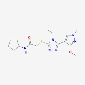 N-cyclopentyl-2-((4-ethyl-5-(3-methoxy-1-methyl-1H-pyrazol-4-yl)-4H-1,2,4-triazol-3-yl)thio)acetamide