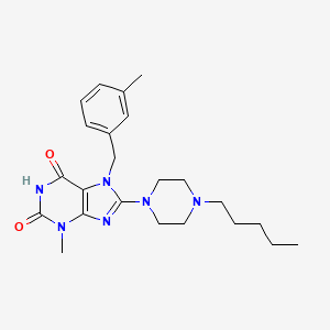 molecular formula C23H32N6O2 B2890760 3-methyl-7-(3-methylbenzyl)-8-(4-pentylpiperazin-1-yl)-1H-purine-2,6(3H,7H)-dione CAS No. 898463-49-5