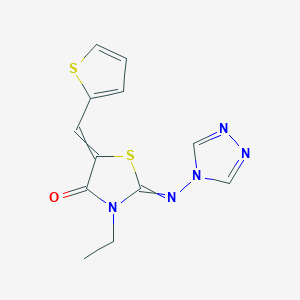 molecular formula C12H11N5OS2 B2890762 3-ethyl-5-[(Z)-2-thienylmethylidene]-2-(4H-1,2,4-triazol-4-ylimino)-1,3-thiazolan-4-one CAS No. 478078-09-0