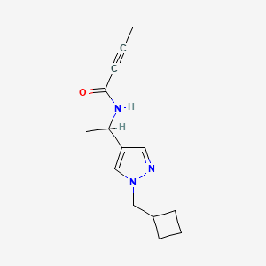 molecular formula C14H19N3O B2890766 N-[1-[1-(Cyclobutylmethyl)pyrazol-4-yl]ethyl]but-2-ynamide CAS No. 2411276-38-3