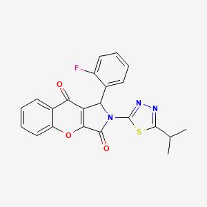 molecular formula C22H16FN3O3S B2890773 1-(2-fluorophenyl)-2-(5-propan-2-yl-1,3,4-thiadiazol-2-yl)-1H-chromeno[2,3-c]pyrrole-3,9-dione CAS No. 620589-62-0