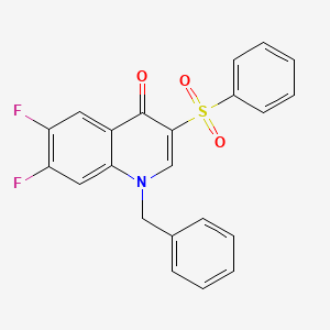 molecular formula C22H15F2NO3S B2890775 1-苄基-6,7-二氟-3-(苯磺酰基)喹啉-4(1H)-酮 CAS No. 899213-86-6