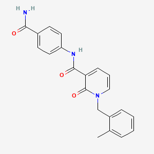 molecular formula C21H19N3O3 B2890782 N-(4-carbamoylphenyl)-1-(2-methylbenzyl)-2-oxo-1,2-dihydropyridine-3-carboxamide CAS No. 946302-52-9