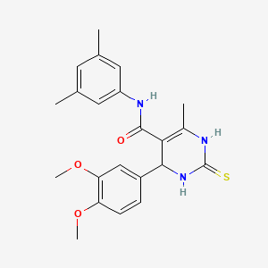 molecular formula C22H25N3O3S B2890785 4-(3,4-dimethoxyphenyl)-N-(3,5-dimethylphenyl)-6-methyl-2-thioxo-1,2,3,4-tetrahydropyrimidine-5-carboxamide CAS No. 537679-42-8