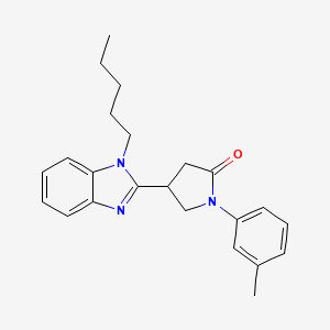 molecular formula C23H27N3O B2890790 1-(3-Methylphenyl)-4-(1-pentylbenzimidazol-2-yl)pyrrolidin-2-one CAS No. 577697-42-8