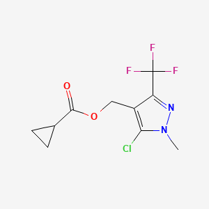 molecular formula C10H10ClF3N2O2 B2890794 [5-chloro-1-methyl-3-(trifluoromethyl)-1H-pyrazol-4-yl]methyl cyclopropanecarboxylate CAS No. 282523-60-8