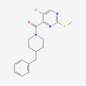 molecular formula C18H20ClN3OS B2890798 4-[(4-Benzylpiperidin-1-yl)carbonyl]-5-chloro-2-(methylthio)pyrimidine CAS No. 838265-44-4