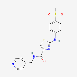 molecular formula C17H16N4O3S2 B2890800 2-((4-(methylsulfonyl)phenyl)amino)-N-(pyridin-4-ylmethyl)thiazole-4-carboxamide CAS No. 1171443-13-2