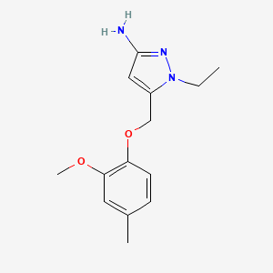 molecular formula C14H19N3O2 B2890803 1-ethyl-5-[(2-methoxy-4-methylphenoxy)methyl]-1H-pyrazol-3-amine CAS No. 1856081-65-6