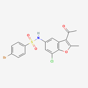 molecular formula C17H13BrClNO4S B2890806 N-(3-acetyl-7-chloro-2-methyl-1-benzofuran-5-yl)-4-bromobenzenesulfonamide CAS No. 397280-86-3