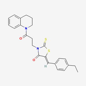 molecular formula C24H24N2O2S2 B2890809 (Z)-3-(3-(3,4-dihydroquinolin-1(2H)-yl)-3-oxopropyl)-5-(4-ethylbenzylidene)-2-thioxothiazolidin-4-one CAS No. 356572-70-8