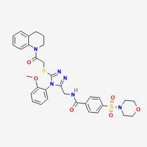 molecular formula C32H34N6O6S2 B2890812 N-((5-((2-(3,4-dihydroquinolin-1(2H)-yl)-2-oxoethyl)thio)-4-(2-methoxyphenyl)-4H-1,2,4-triazol-3-yl)methyl)-4-(morpholinosulfonyl)benzamide CAS No. 309967-93-9