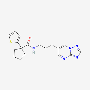 molecular formula C18H21N5OS B2890831 N-(3-([1,2,4]三唑并[1,5-a]嘧啶-6-基)丙基)-1-(噻吩-2-基)环戊烷甲酰胺 CAS No. 2034614-93-0
