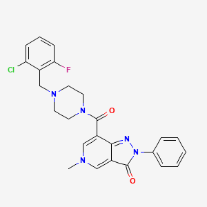molecular formula C25H23ClFN5O2 B2890833 7-(4-(2-chloro-6-fluorobenzyl)piperazine-1-carbonyl)-5-methyl-2-phenyl-2H-pyrazolo[4,3-c]pyridin-3(5H)-one CAS No. 1040648-83-6