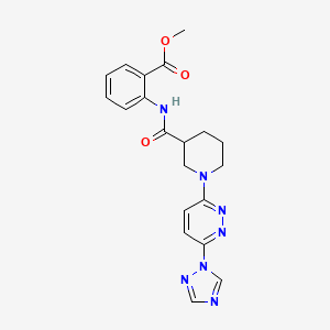 molecular formula C20H21N7O3 B2890835 methyl 2-(1-(6-(1H-1,2,4-triazol-1-yl)pyridazin-3-yl)piperidine-3-carboxamido)benzoate CAS No. 1797282-88-2