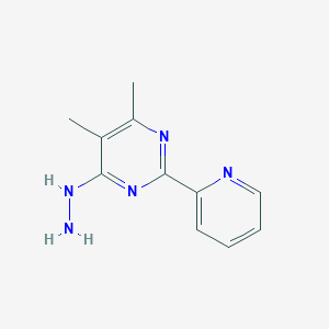 molecular formula C11H13N5 B2890841 4-Hydrazinylidene-5,6-dimethyl-2-(pyridin-2-yl)-1,4-dihydropyrimidine CAS No. 1249637-98-6