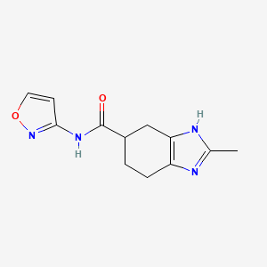 molecular formula C12H14N4O2 B2890844 N-(isoxazol-3-yl)-2-methyl-4,5,6,7-tetrahydro-1H-benzo[d]imidazole-5-carboxamide CAS No. 2034451-84-6