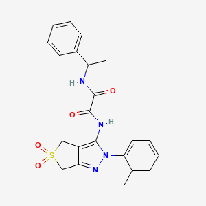 molecular formula C22H22N4O4S B2890848 N1-(5,5-dioxido-2-(o-tolyl)-4,6-dihydro-2H-thieno[3,4-c]pyrazol-3-yl)-N2-(1-phenylethyl)oxalamide CAS No. 899994-94-6